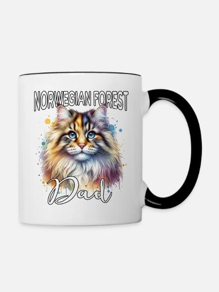 Norwegische Waldkatze Papa - Tasse zweifarbig - Weiß/Schwarz