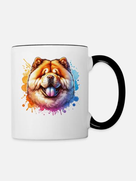 Chowchow Motiv - Tasse zweifarbig - Weiß/Schwarz