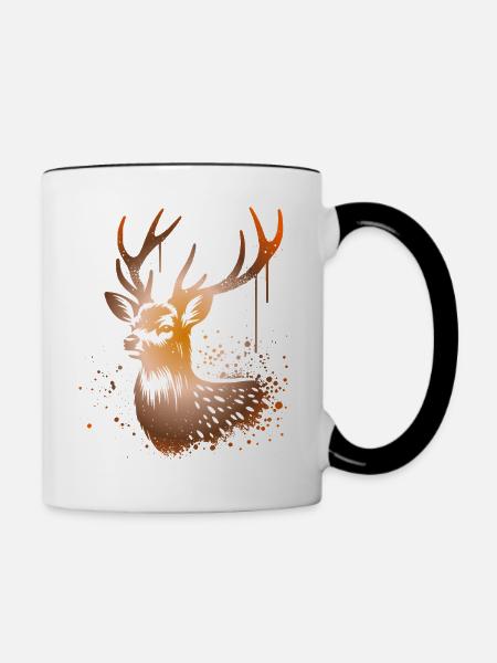 Sikahirsch Sika Deer - Tasse zweifarbig - Weiß/Schwarz