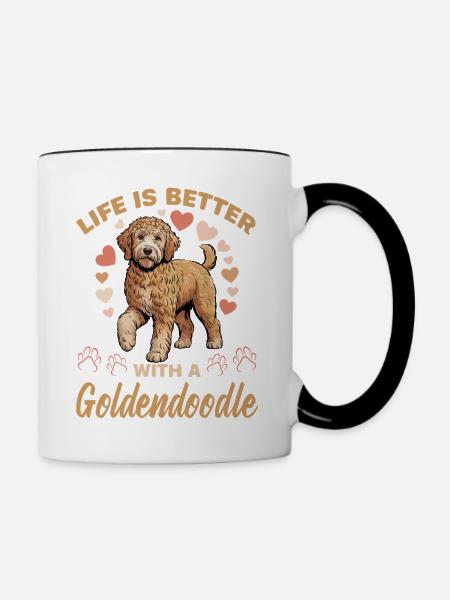 Goldendoodle Dog Breed - Tasse zweifarbig - Weiß/Schwarz