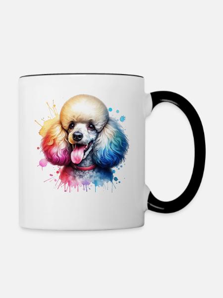 Pudel Motiv - Tasse zweifarbig - Weiß/Schwarz