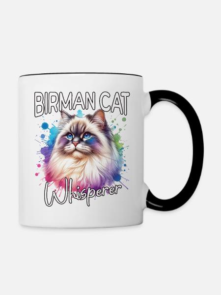 Birma Katze Flüsterer - Tasse zweifarbig - Weiß/Schwarz