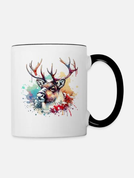 Rentier Geschenk - Tasse zweifarbig - Weiß/Schwarz