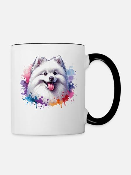 Spitz Zwergspitz Motiv - Tasse zweifarbig - Weiß/Schwarz