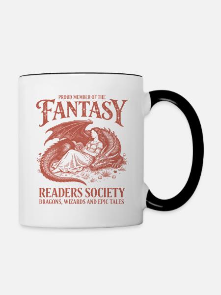 Phantastische Leser-Gesellschaft Drachen fantasy - Tasse zweifarbig - Weiß/Schwarz