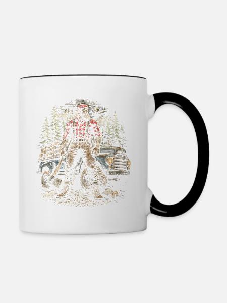 Holzfäller Baumfäller Waldarbeiter - Tasse zweifarbig - Weiß/Schwarz