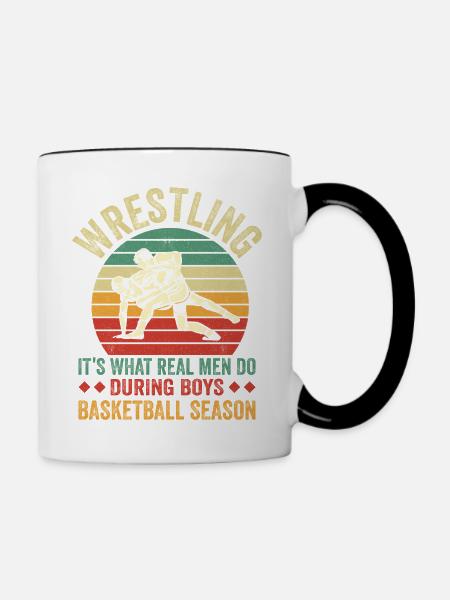 Ringen vs Basketball Retro-Design - Tasse zweifarbig - Weiß/Schwarz