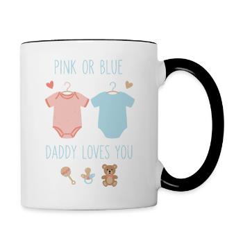 Gender Reveal Pink Or Blue Daddy Loves You Team - Contrasting Mug - white/black - Right