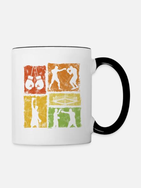 Boxen Retro-Stil Grafik Für Boxprofis - Tasse zweifarbig - Weiß/Schwarz