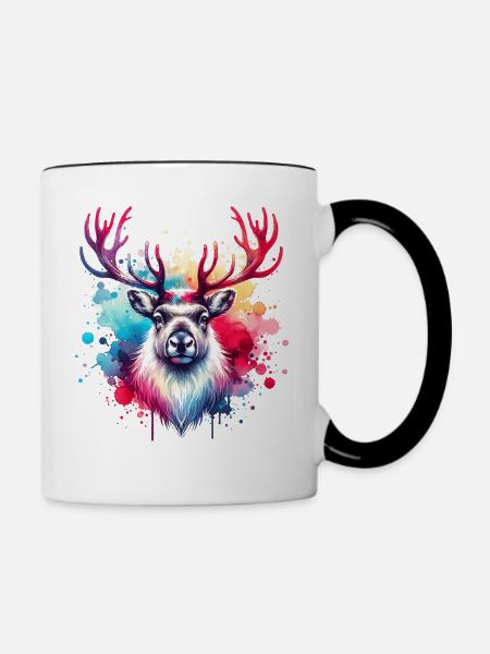 Rentier Motiv - Tasse zweifarbig - Weiß/Schwarz