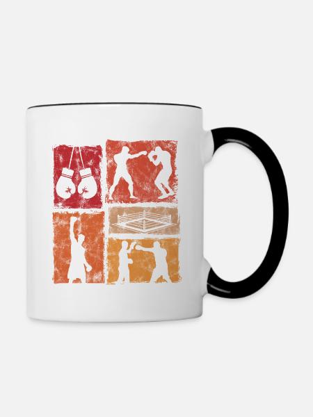 Boxen Grafik Für Boxer Und Trainer - Tasse zweifarbig - Weiß/Schwarz