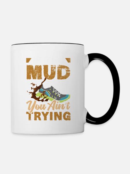 Mädchen Auf Matschigem Hindernislauf - Tasse zweifarbig - Weiß/Schwarz