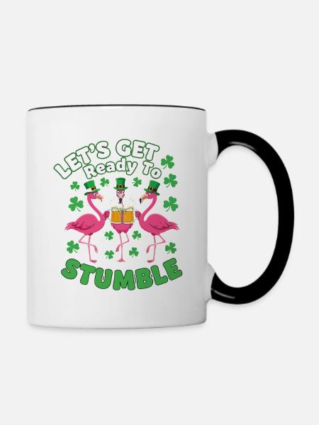 St Patricks Day Flamingos Prost - Tasse zweifarbig - Weiß/Schwarz