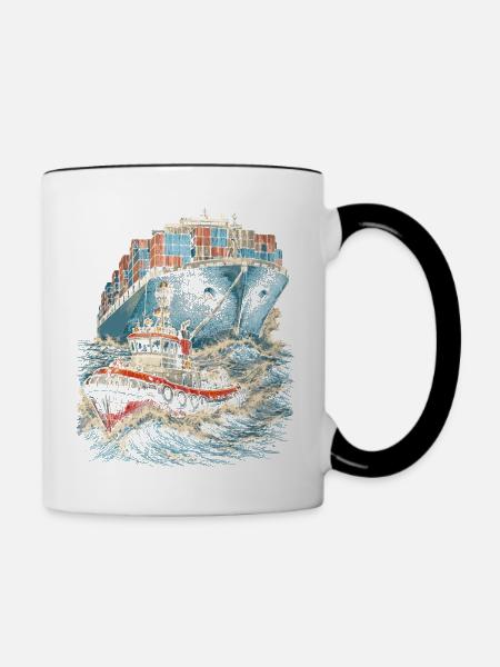 Schleppschiffe Schlepper - Tasse zweifarbig - Weiß/Schwarz
