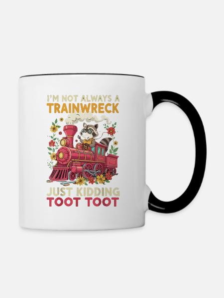 Waschbär Zugwitz Blumenzug - Tasse zweifarbig - Weiß/Schwarz