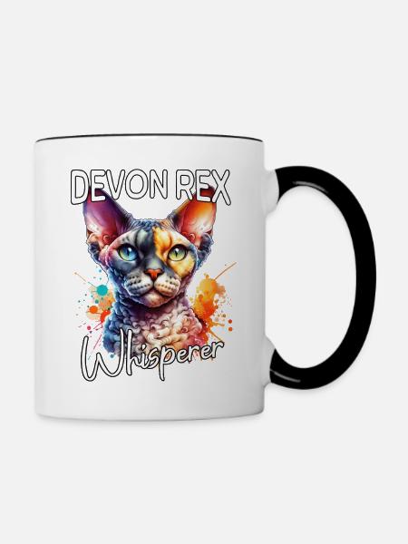 Devon Rex Flüsterer - Tasse zweifarbig - Weiß/Schwarz