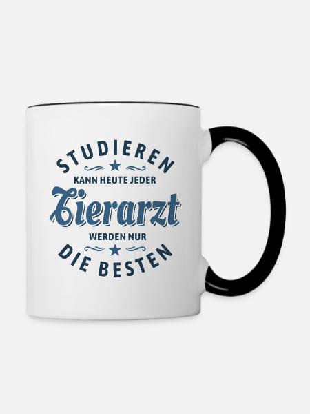 Studieren kann jeder - Tierarzt Spruch - Tasse zweifarbig - Weiß/Schwarz