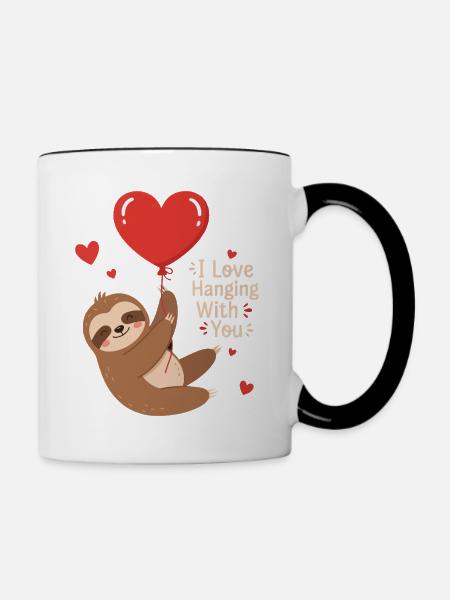 Herzballon Schmuseaffe Design - Tasse zweifarbig - Weiß/Schwarz