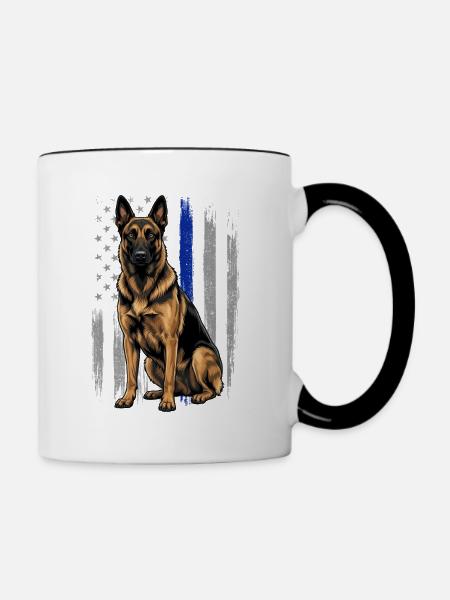 Belgische Malinois Blue Line US-Flagge - Tasse zweifarbig - Weiß/Schwarz