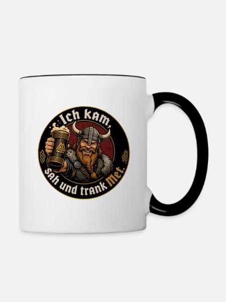 Wikinger Bier Spruch - Tasse zweifarbig - Weiß/Schwarz