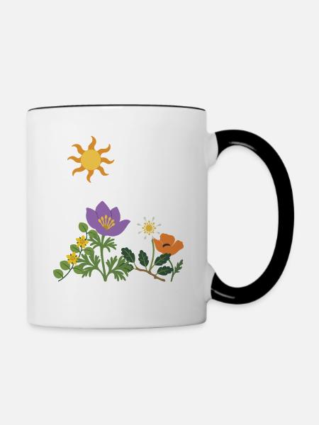 Blumen · Sonne · Natur · Mohn - Tasse zweifarbig - Weiß/Schwarz