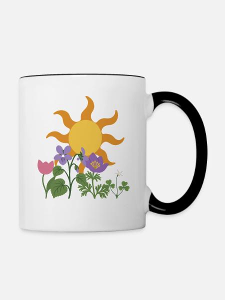 Veilchen · Sonne · Geschenkidee · Blüten - Tasse zweifarbig - Weiß/Schwarz