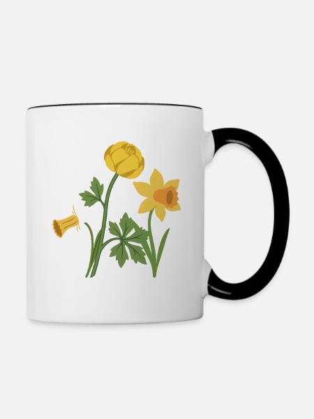Blumen · Bunte Narzisse - Tasse zweifarbig - Weiß/Schwarz