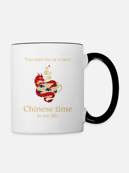 Chinese Time Dragon Teacup - Tasse zweifarbig - Weiß/Schwarz