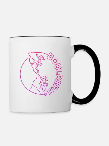 Boulder Frauen Klettern Bouldern - Tasse zweifarbig - Weiß/Schwarz