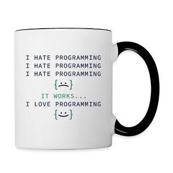 Ich hasse Programmierung - Tasse zweifarbig - Weiß/Schwarz - Rechts