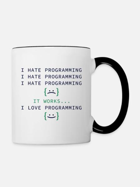 Ich hasse Programmierung - Tasse zweifarbig - Weiß/Schwarz