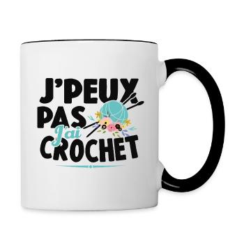 Je Peux Pas J'ai Crochet Cadeau Couture - Mug contrasté - blanc/noir - Droite