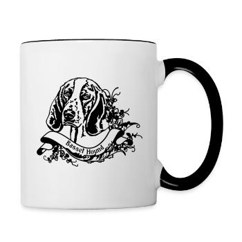 Basset Hound une bannière rétro - Mug contrasté - blanc/noir - Droite
