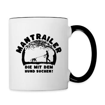 Mantrailer - die mit dem Hund suchen Stafford Frau - Tasse zweifarbig - Weiß/Schwarz - Rechts