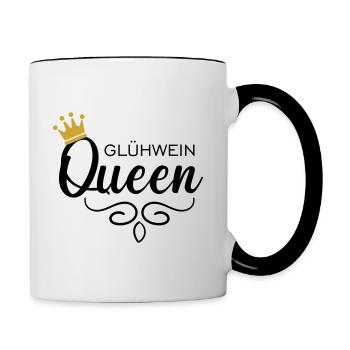 Glühwein Queen - Tasse zweifarbig - Weiß/Schwarz - Rechts