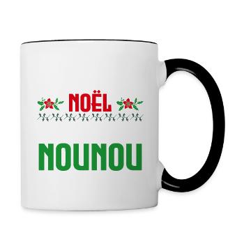 Mon Premier Noel tant que nounou - Mug contrasté - blanc/noir - Droite