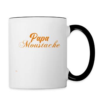 papa moustache, Idée cadeau d'élégance. - Mug contrasté - blanc/noir - Droite