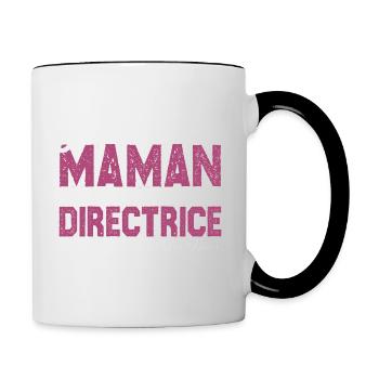 J'ai deux titres maman et directrice. Cadeau Maman - Mug contrasté - blanc/noir - Droite