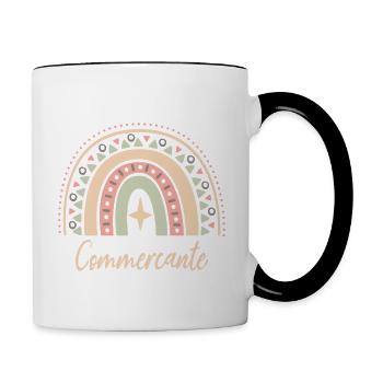 Cadeau Commerçante. Boho Rainbow commerçante. - Mug contrasté - blanc/noir - Droite