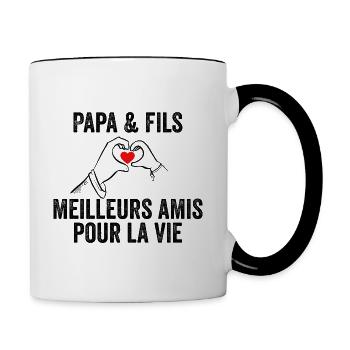 Papa Et Fils Meilleurs Amis Pour La Vie | Cadeau - Mug contrasté - blanc/noir - Droite
