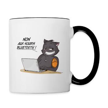 Norby "Non aux souris bluetooth" (texte noir) - Mug contrasté - blanc/noir - Droite