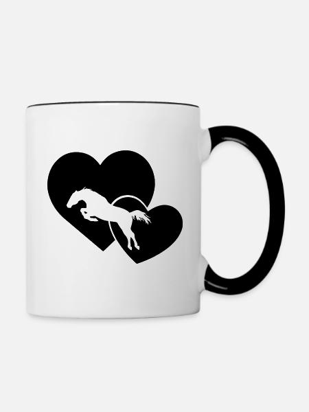 jumping Hearts - Tasse zweifarbig - Weiß/Schwarz