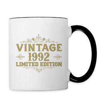 1992 Jahrgang Vintage Geburtstag Geschenk 1992 - Tasse zweifarbig - Weiß/Schwarz - Rechts