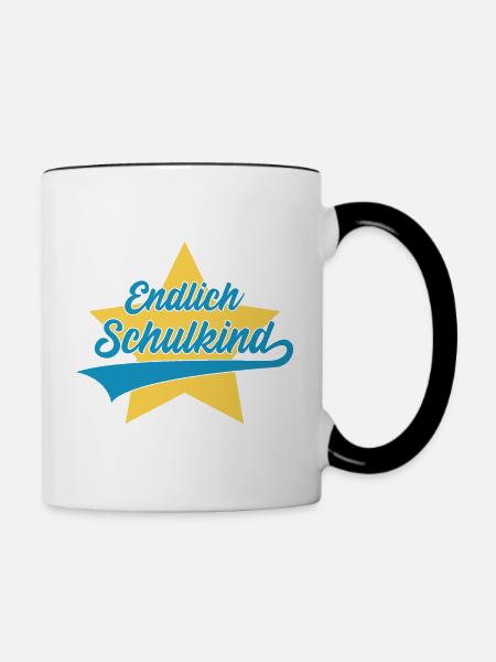 EINSCHULUNG SCHULE ENDLICH SCHULKIND - Tasse zweifarbig - Weiß/Schwarz