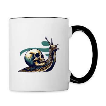 Schnecke und Totenkopf - Tasse zweifarbig - Weiß/Schwarz - Rechts