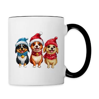 Chiens Noël / Père Noël Chien - Mug contrasté - blanc/noir - Droite