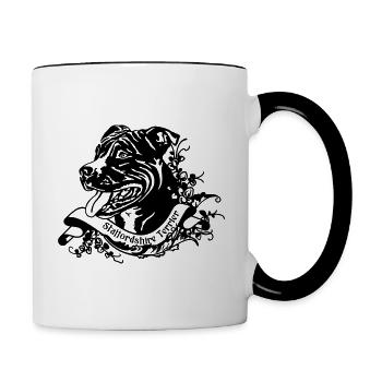 Staffordshire Terrier avec bannière rétro florale 2 - Mug contrasté - blanc/noir - Droite