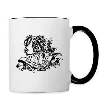 Berger australien une bannière rétro - Mug contrasté - blanc/noir - Droite