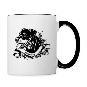 Rottweiler sur bannière rétro - Mug contrasté - blanc/noir - Droite
