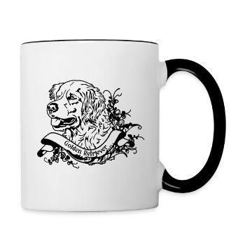 Golden Retriever sur Retro Banner - Mug contrasté - blanc/noir - Droite